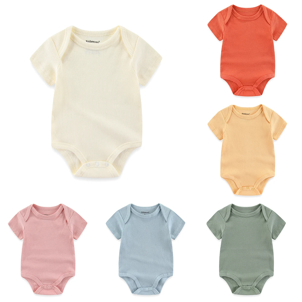 Kiddiezoom Four Seasons 0-12M 1 PCS Solid Unisex Baby Bodysuits Soft 100%Cotton Newborn Boy Girl Onesies Infant Clothing