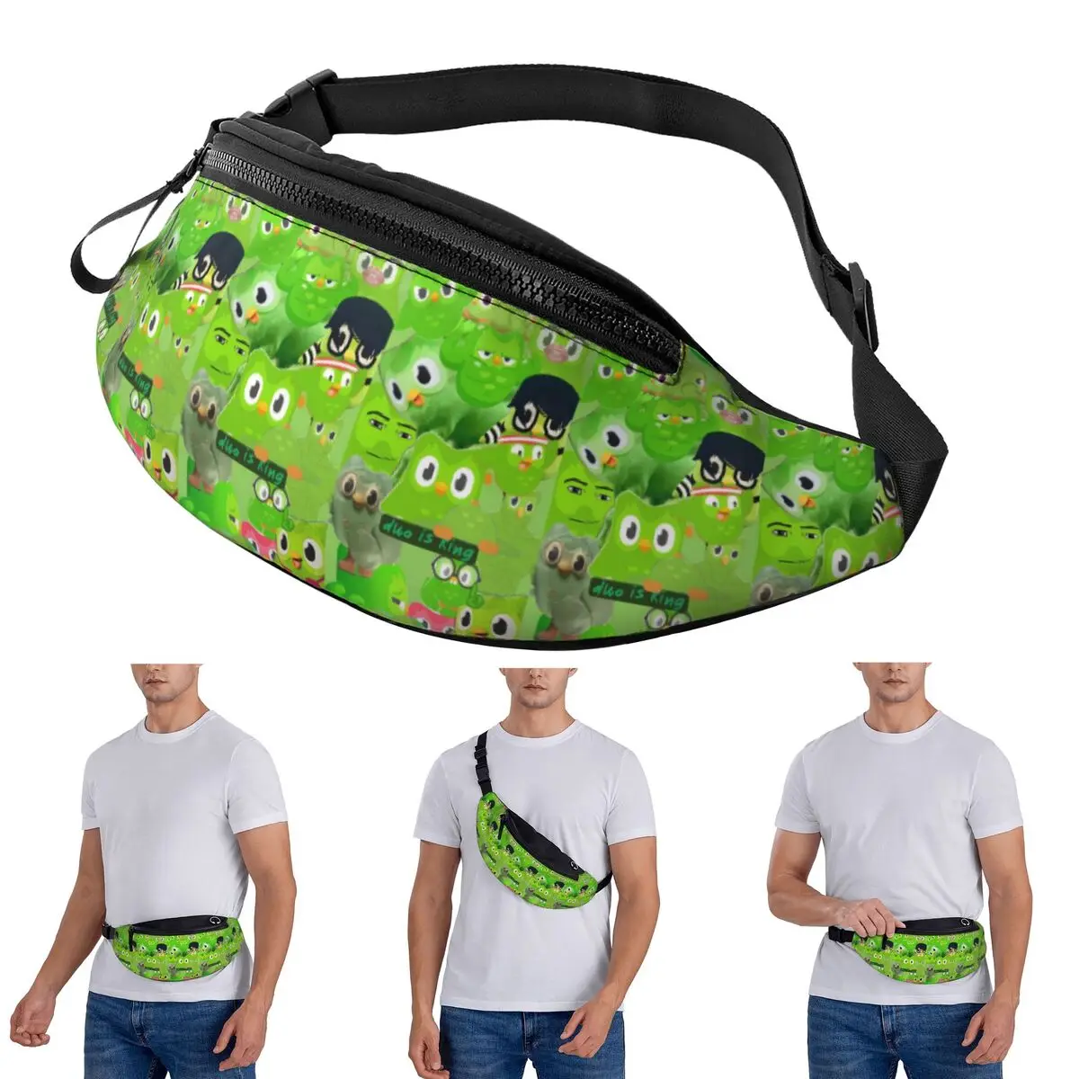 

Crossbody Waist Bag Duolingo Owl Duo Men Women Fanny Pack Traveling Running Money Phone Pouch