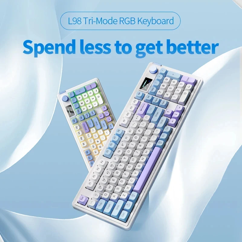 Imagem -02 - Langltu-teclado Bluetooth sem Fio de Três Modos Efeito de Iluminação Rgb Sensação Mecânica Multimídia E-sports Teclados de Escritório L98