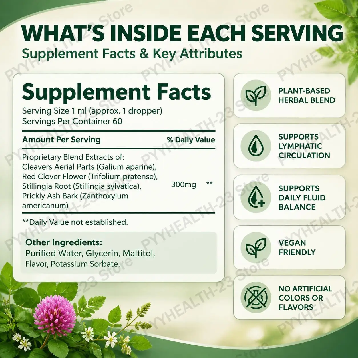 Lymphatic Drainage Liquid with Lymph Flow Support,Supports Energy Boosts Clarity Reduces Swelling Promotes Vitality Easy to Take