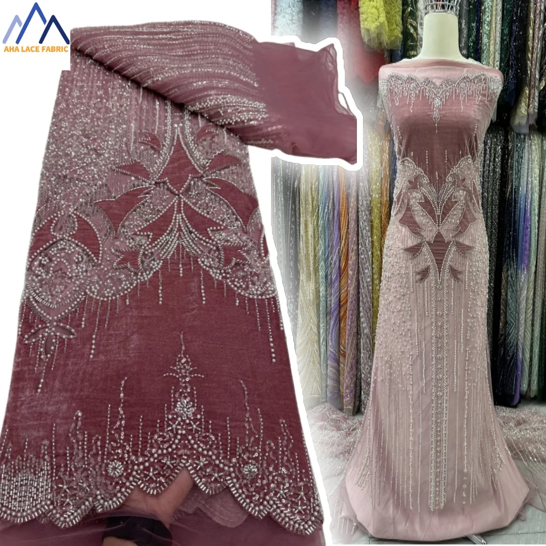 

Высокое качество 2022, африканская кружевная ткань с блестками, французская тяжелая кружевная ткань с бисером, Нигерия для свадебного платья SZ982