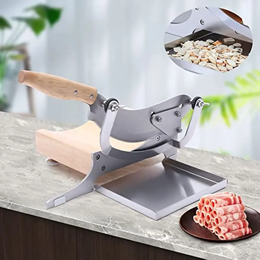 Medicine Manual Slicer Machine Stainless Steel Cutter Machine With Adjustable Thickness Baffle And Rubber Wooden Base