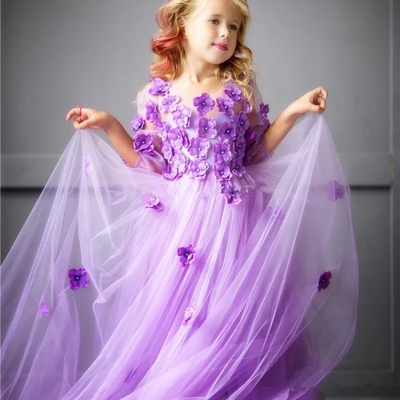 

Custom Crystal Shiny Sash Bride Flower Girl Dress for Wedding with Big Bow Kids Girls Communion Vestidos Pricess Gowns