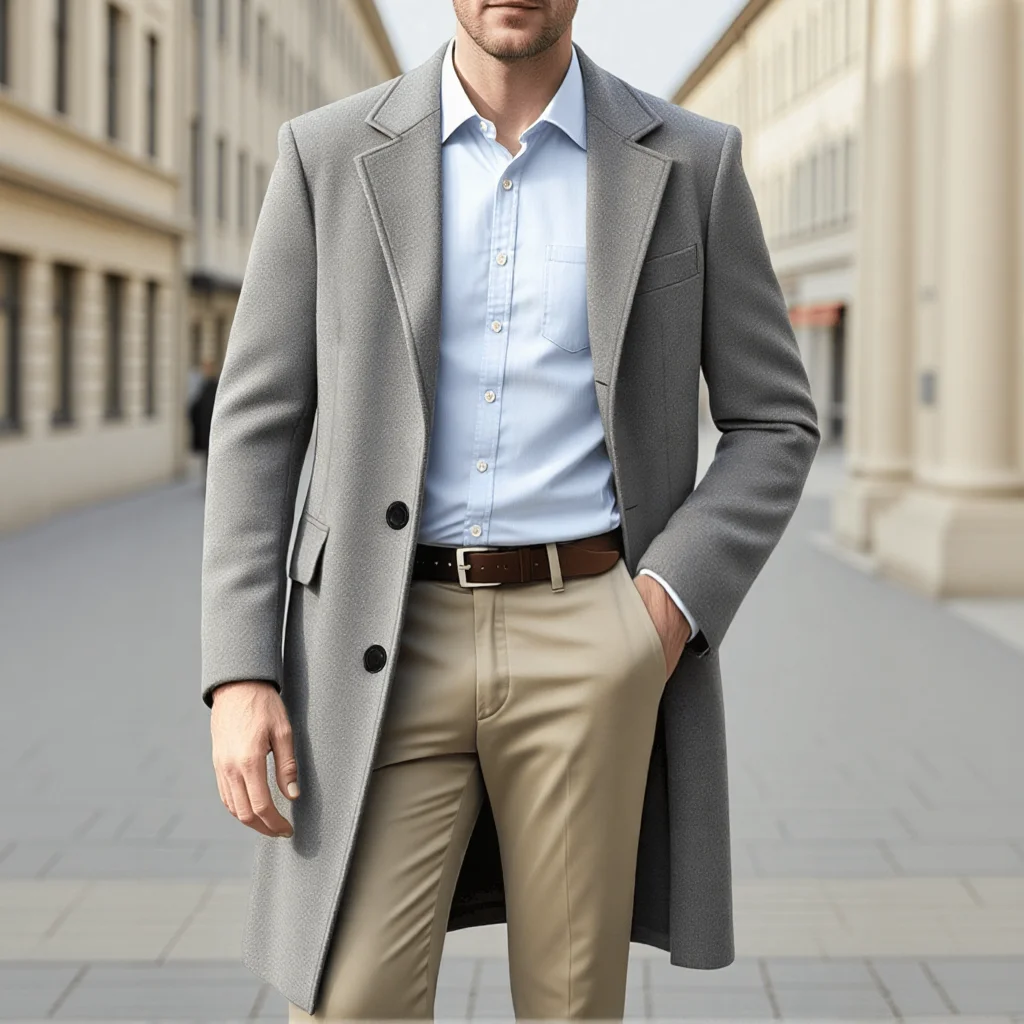 Men's Thickened Single-Breasted Woolen Overcoat, Windproof Winter Coat with Excellent Warm Performance - Woolen Blends Jacket