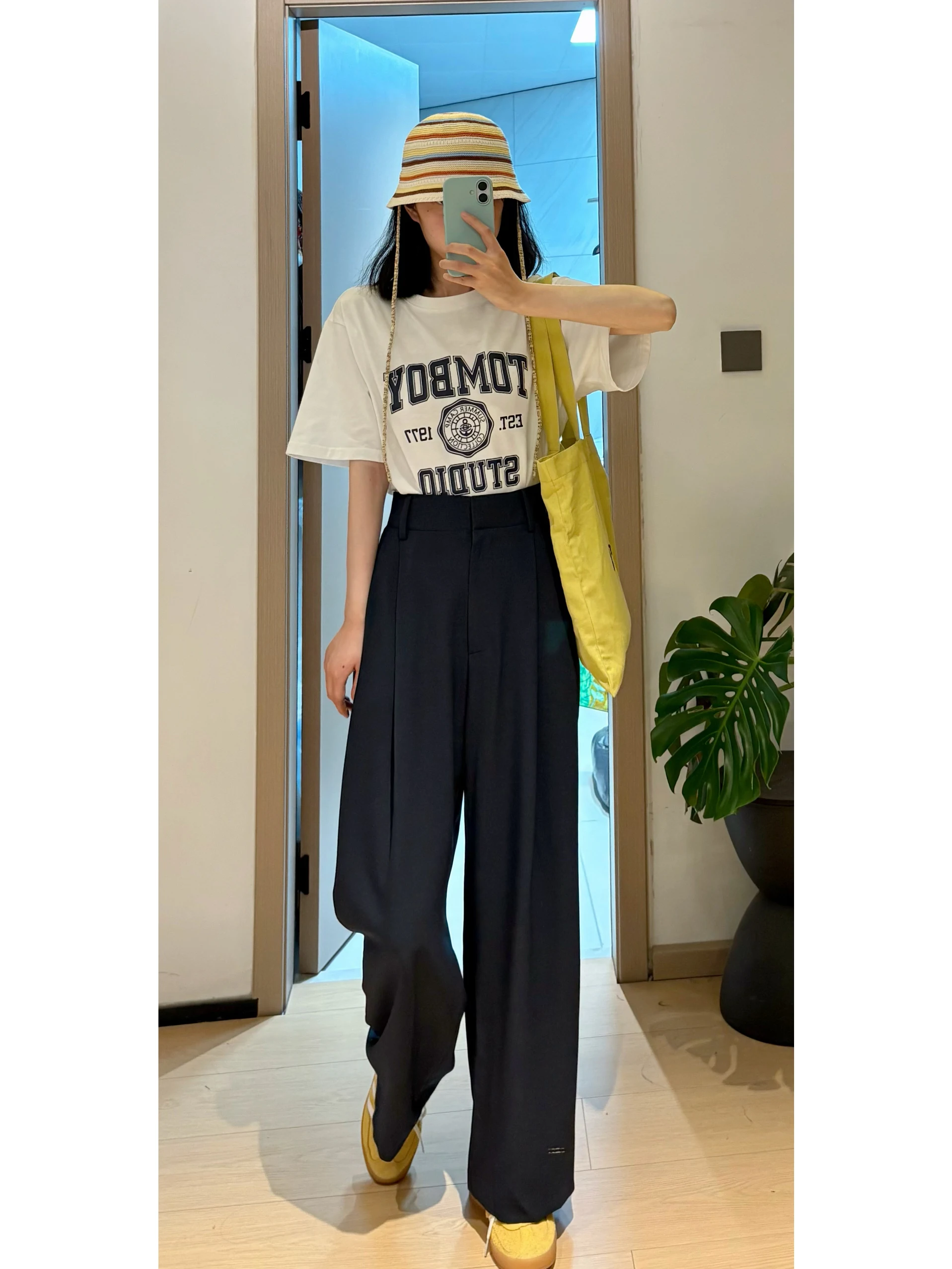 

Fashionable High Waist Straight Leg Wide Leg Pants Women's Casual Trousers Versatile Slimming Straight Cut Formal Pants