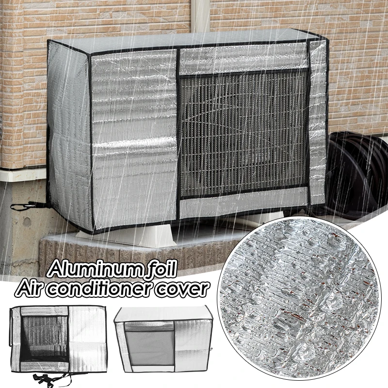 

Mini Split Air Conditioner Aluminum Foil Cover for Outside Compressor Units Waterproof Ac Cover with Mesh and Strap for Outdoor