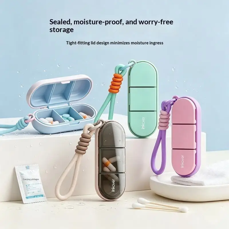 Portable Colorful 3 Spaces Medicine Case Health Care Container Pill Box Splitters Travel Pill Box Tiny Box Easy To Carry