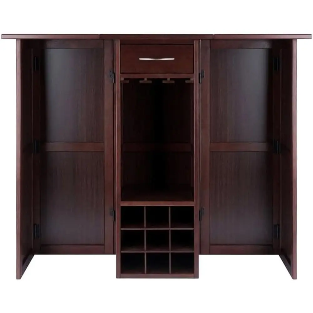 

Расширяемый деревянный домашний бар из антикварного ореха со столешницей для хранения вина