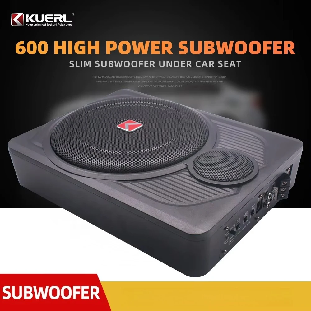 Thickened panel Enhanced bass Under Seat RMS Power 120W 10inch Large magnet horn Car Audio Active Subwoofer with 25-core Tweeter