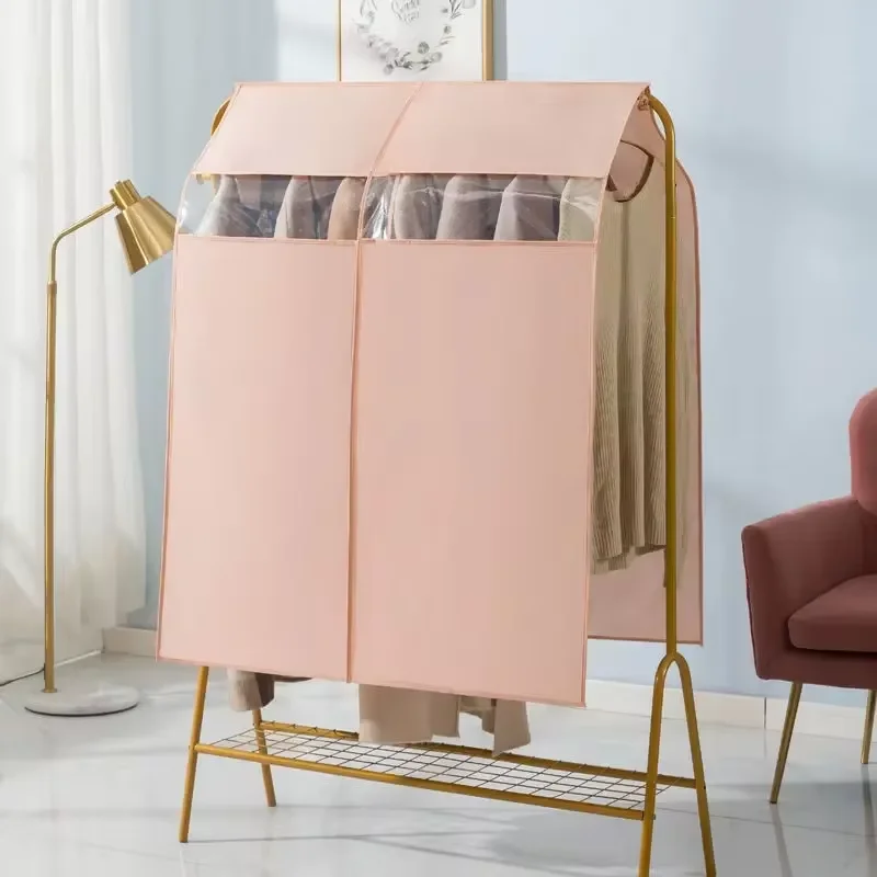 New Solid Color Non-woven Clothing Dust Cover Stereo Hanging Floor-standing Clothes Hanger Dust Cover Home Clothes Protect Cover