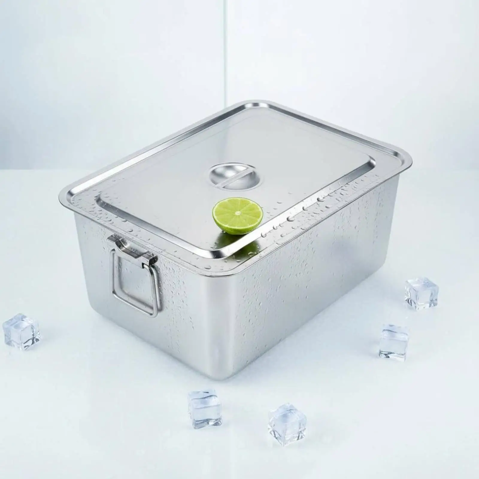 Ice Bucket Square Stainless Steel Large Thermal Cooler Beer Basket for Home Pub Restaurant Events