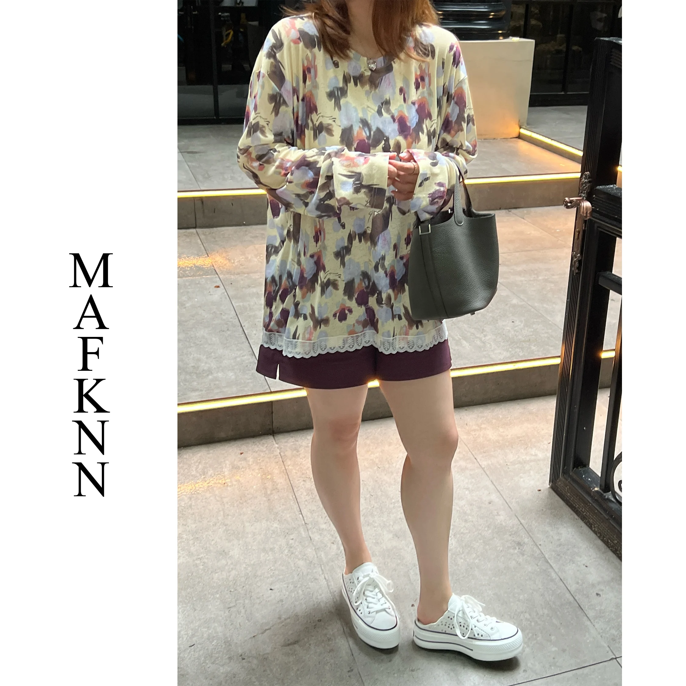 

Loose Printed Long Sve Women's T-irt Sun Protection Large Size Korean Sle Commute Wind pe Body Summer Thin