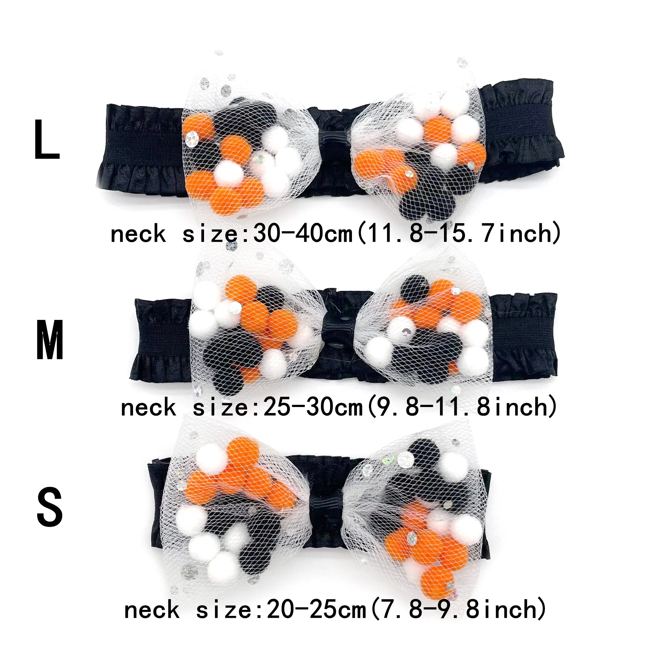 50Pcs Halloween Cat Dog Accessories for Small Dogs Elastic Band Bow Tie Necktie Plush Ball Bowtie with Pumpkin Skull Accessories