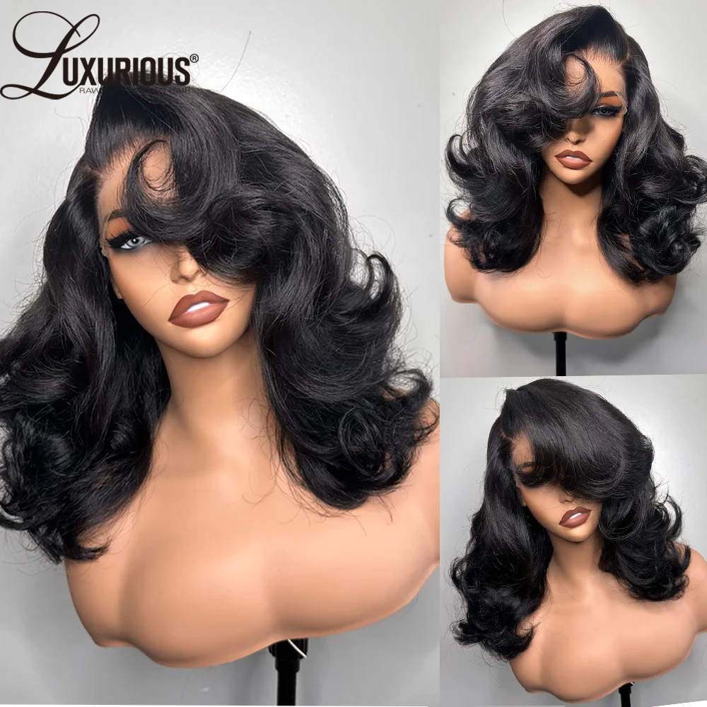 Gorgeous Layered Deep Wave Short Bob Wig Human Hair 180% Blow-Out 13x4 Lace Frontal Human Hair Wigs For Women Inspired Wave Wig