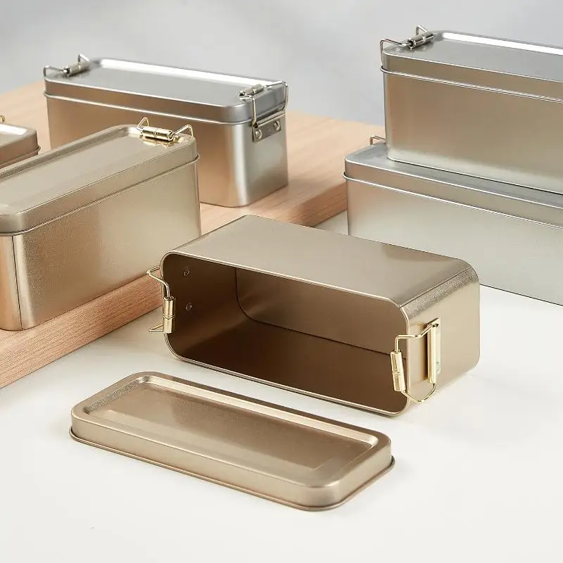 1/3/5Pcs Dustproof Home Desktop Storage Tin Rectangular Tinplate Cookie Tins Box With Lid For Candy Coffee Tea Jewelry Chocolate
