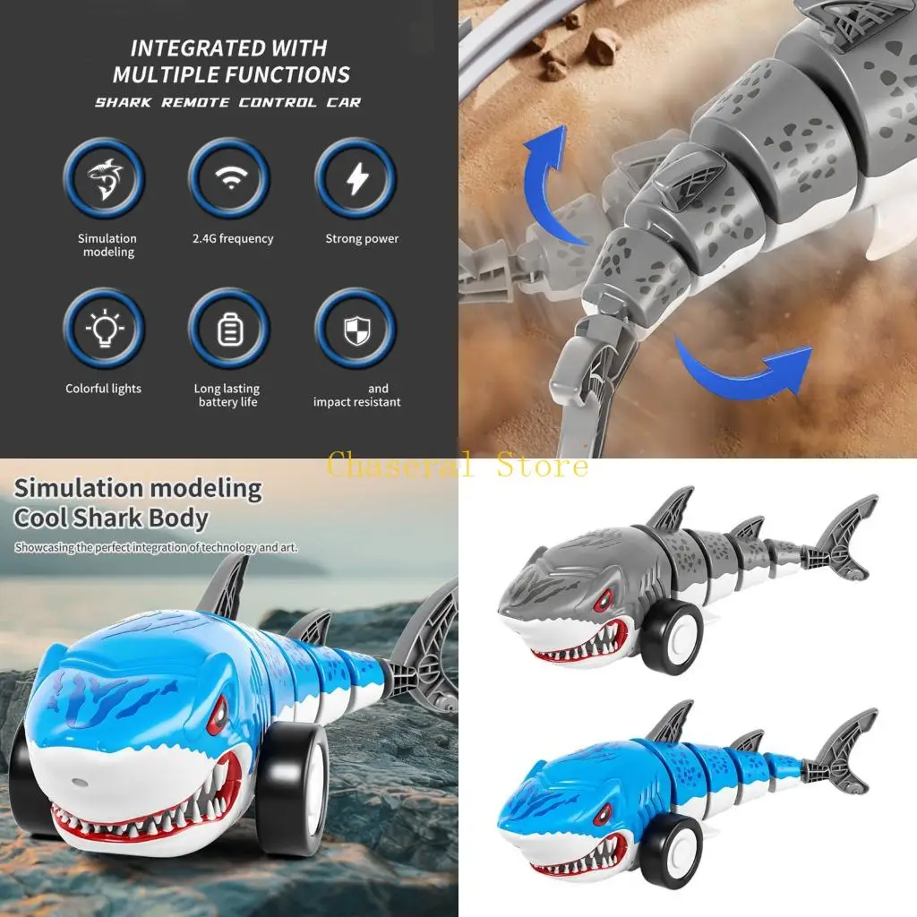 

E7CE USB Rechargeable Remote Control Shark Car with Cool LED Lights for Boys & Girls