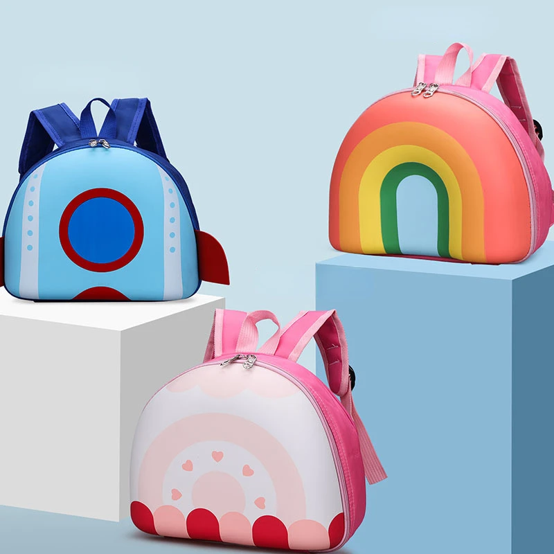 2023 New Korean Version Rainbow Children\'s Backpack Kindergarten Schoolbag 3-5 Years Old Boys Girls Cute Children Kids Bag