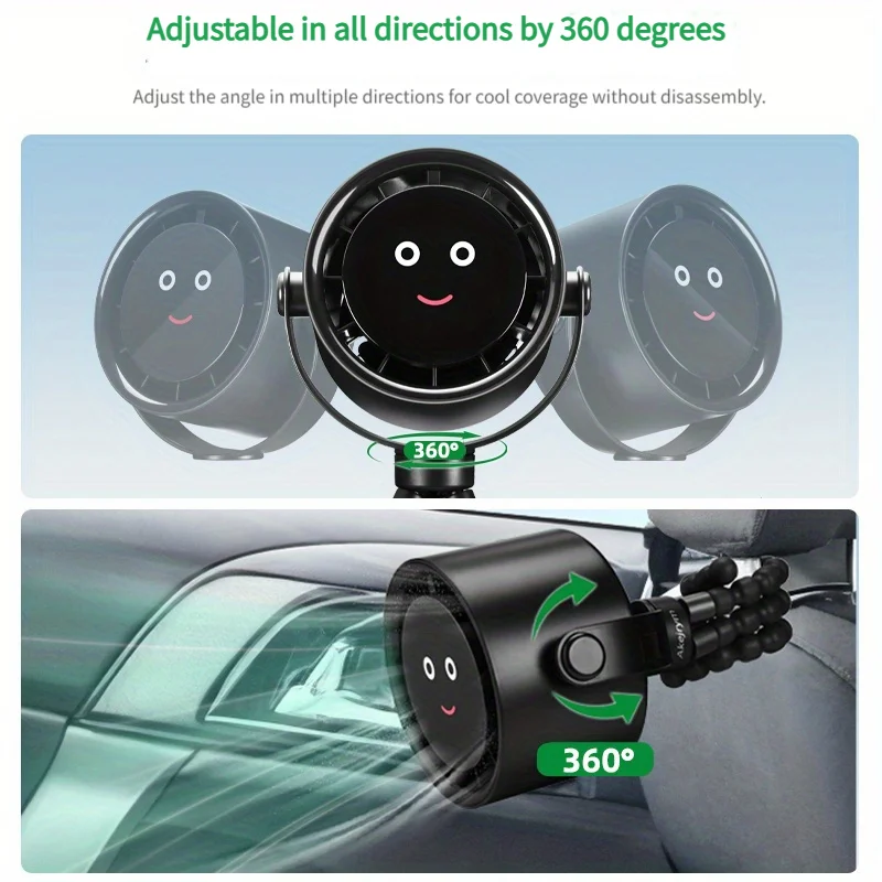 Ventilador USB portátil con Clip de pulpo, ventilador para cochecito de bebé con pantalla creativa de cara sonriente, ventilador de mano de escritorio para dormitorio de estudiante