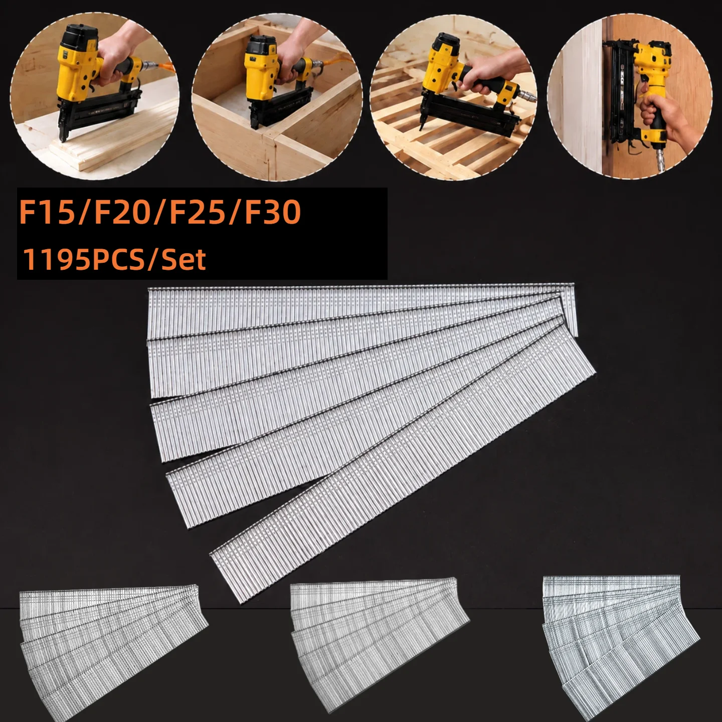 1195 PCS UULMERA F15/F20/F25/F30 Brad Nails for DIY Gardening, Carpentry, Home Renovation, Hardware and Fixing Tools