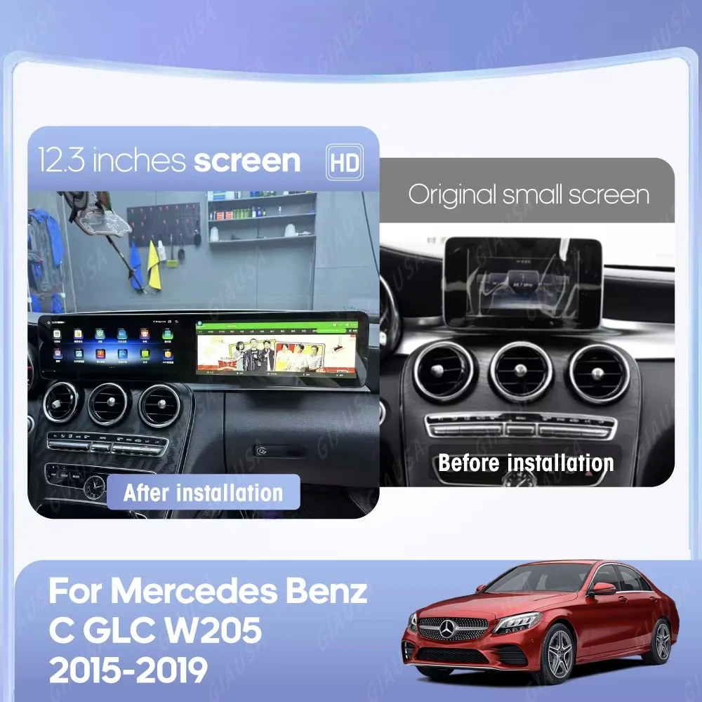 24.6Inch Carplay Android Auto Dual Touch Screen For Mercedes Benz A CLA GLA W176 C117 X156 W463 2015-19 Car Radio GPS Navigation