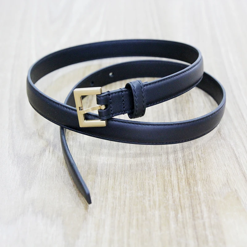 2.0Cm Lederen Damesriem Italiaanse Koeienhuid Gecombineerd Met Puur Koperen Naaldgesp In Stijl Denim Riem Met Doosstofzak