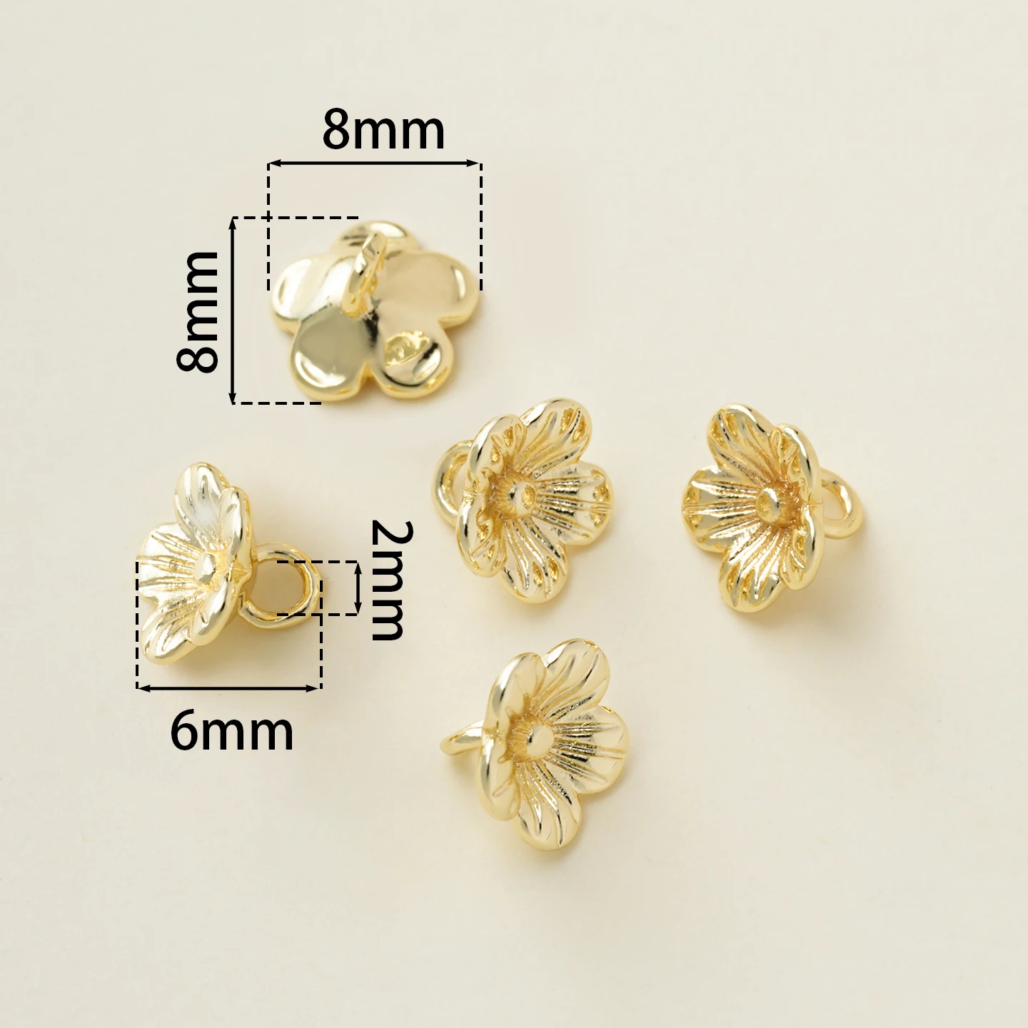 2Piece/Pack 14/18K Gold Color Plated Flower Shape Charms Pendants for DIY Bracelet Necklace Jewelry Making Accessories