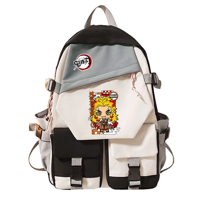 

Demon Slayer Hashira Geiko Hen Backpack Teenarges Schoolbag Anime Rengoku Kyoujurou Gyoumei ren Book Splicing Knapsack