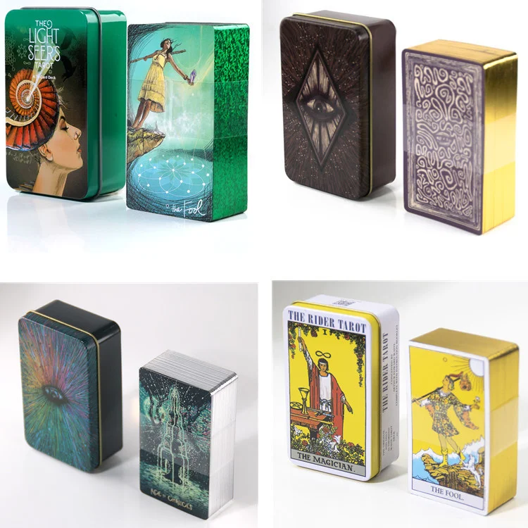 Iron Box Tarot Card Tarot Deck English Western Constellation Oracle Witch Decorations Gift Cards Deck For Women Girls Board Game