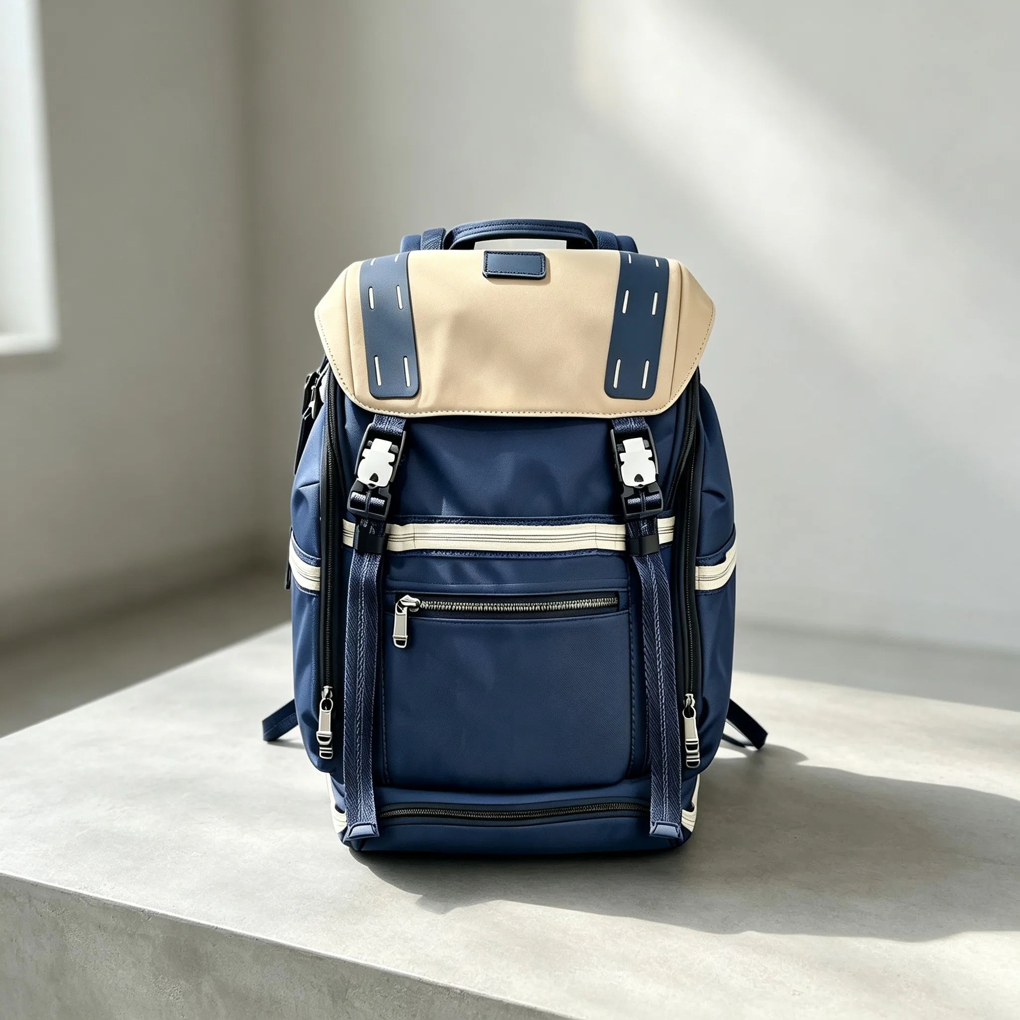 Men's Nylon Backpack, Large Capacity Business Travel Casual Rucksack
