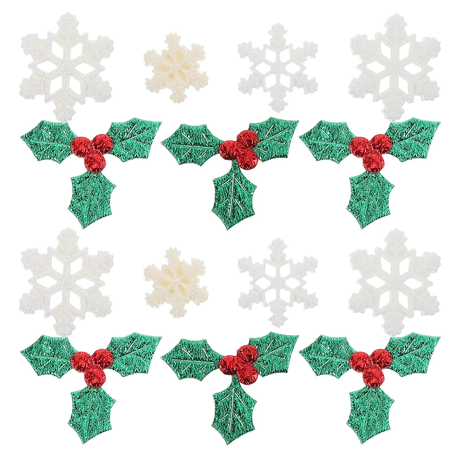 

Christmas Snowflake Decorative Materials White Glitter Resin Pieces DIY Crafts Phone Cases Hair Clips Headpieces Plastic
