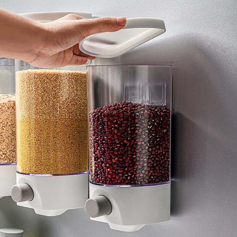 1pc Grain Storage Box, Kitchen Wall-mounted Grain Storage Tank, Bean Sealing Tank, Cereal Dispenser