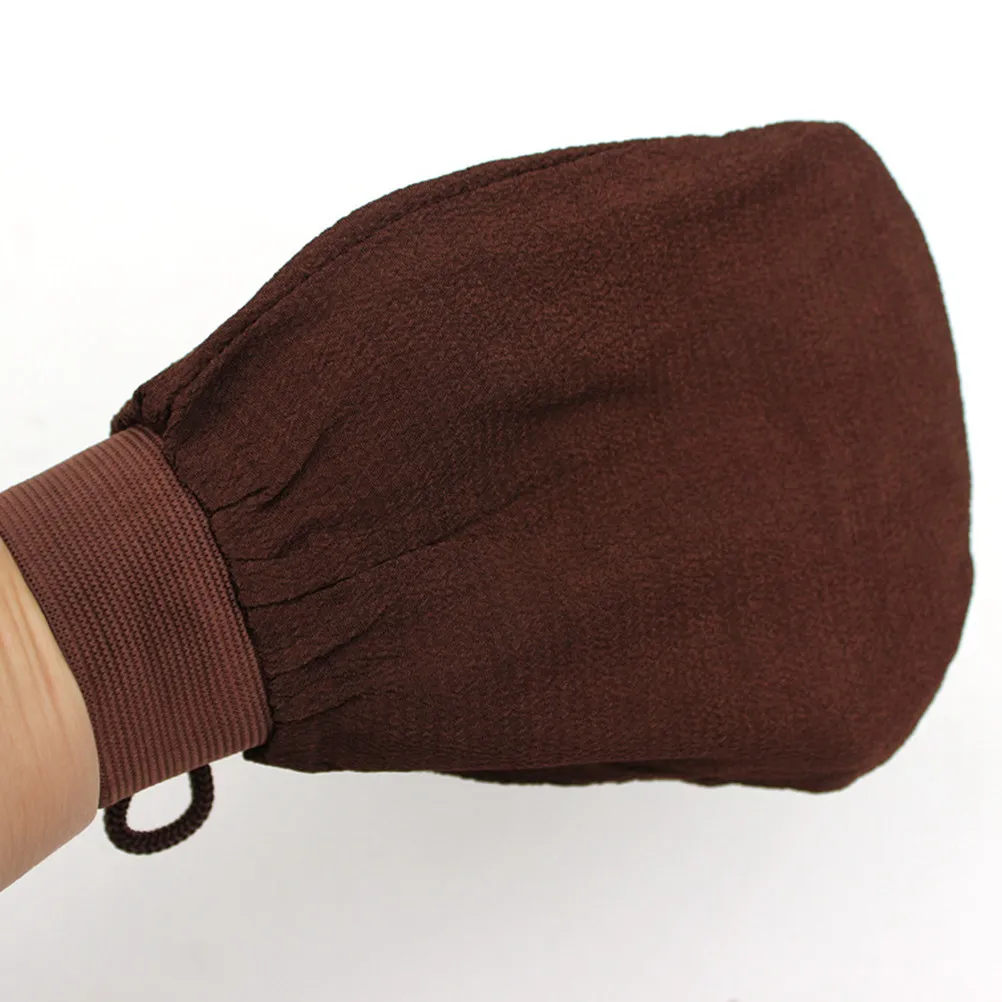 

4Pcs Bath Exfoliating Glove Scrubber Rayon Mitt Set Gently Cleanses and Removes Dead Skin for Shower Sauna Black Orange Coffee