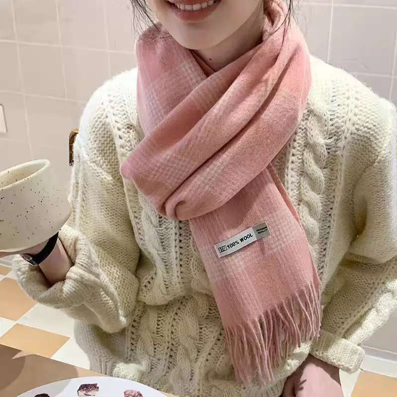 

Женский зимний шарф из 100% шерсти: элегантный, модный, для улицы, ветрозащитный, теплый, стильный аксессуар для шеи
