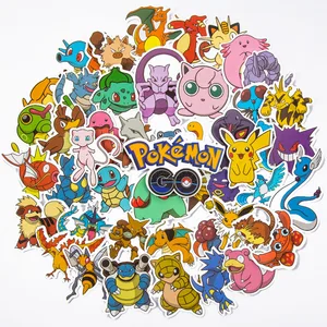 Pokémon Anime Stickers Pack, impermeável, pele do portátil, bonito, caixa do telefone, DIY, Kawaii, embalagem, journaling, artigos de papelaria, 50pcs 10 principais vendas adesivo lapis - №10