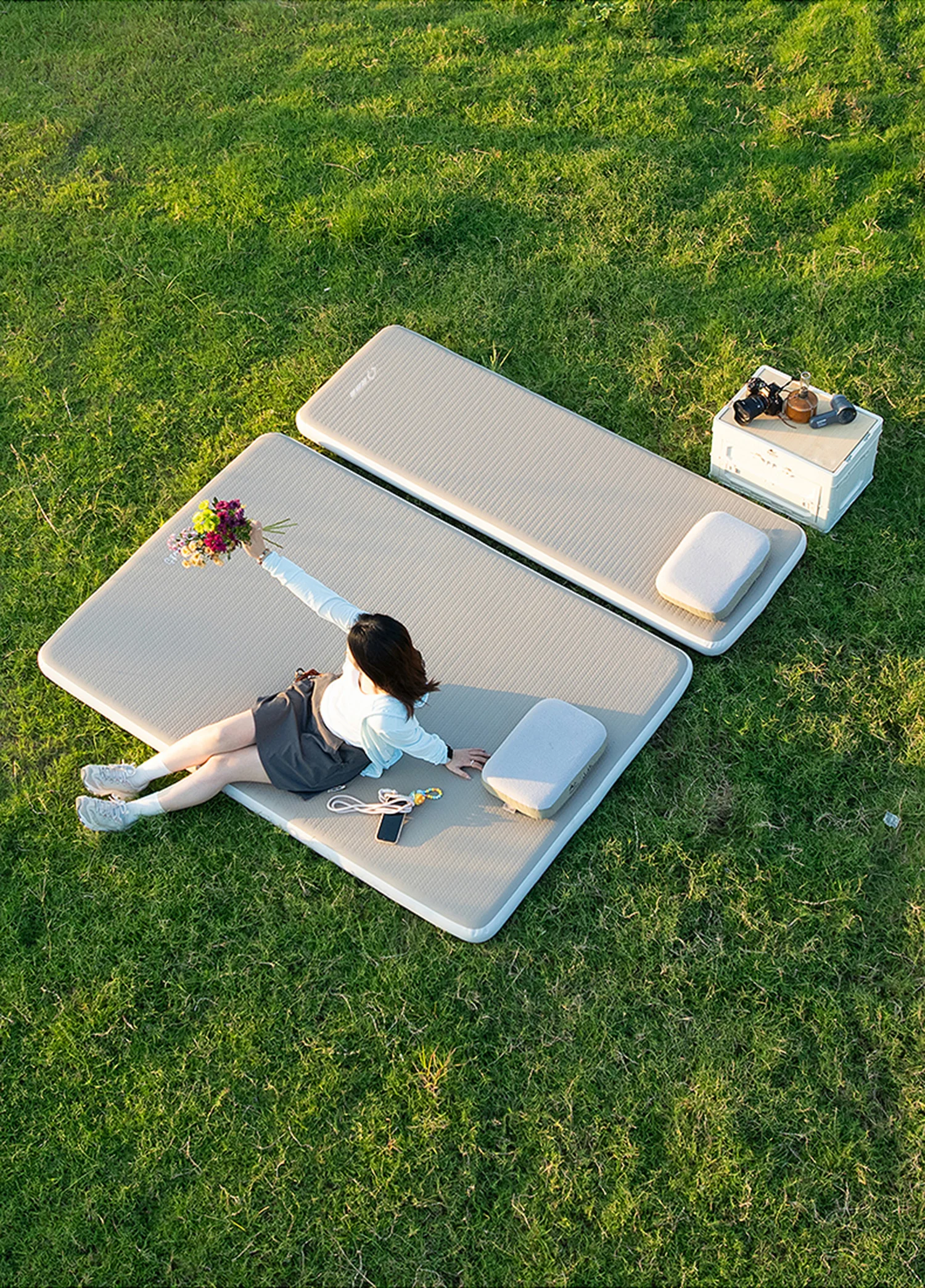 Lohascamping Air Mattress Compact Folding Sleeping Bed Camping Tent Mat 1-2 Person Inflatable Mat 10cm Thicken Sleeping Mat