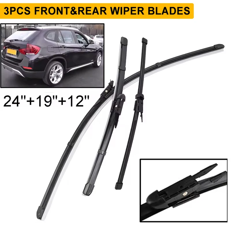 

Wiper Front & Rear Wiper Blades Set For BMW X1 E84 2009 - 2015 Windshield Windscreen Window Brushes 24"+19"+12"