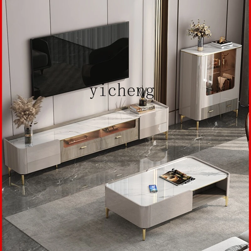 

ZK light luxury coffee table TV cabinet living room advanced sense rock slab living room storage cabinet fairy garden