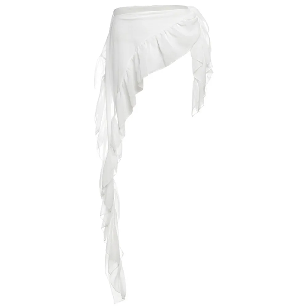 

Jeans Pants Decor Irregular Lace Mini Skirt See Through Harajuku Ruched Skirts Y2K Streetwear Lace-up Design Pleated Skirts