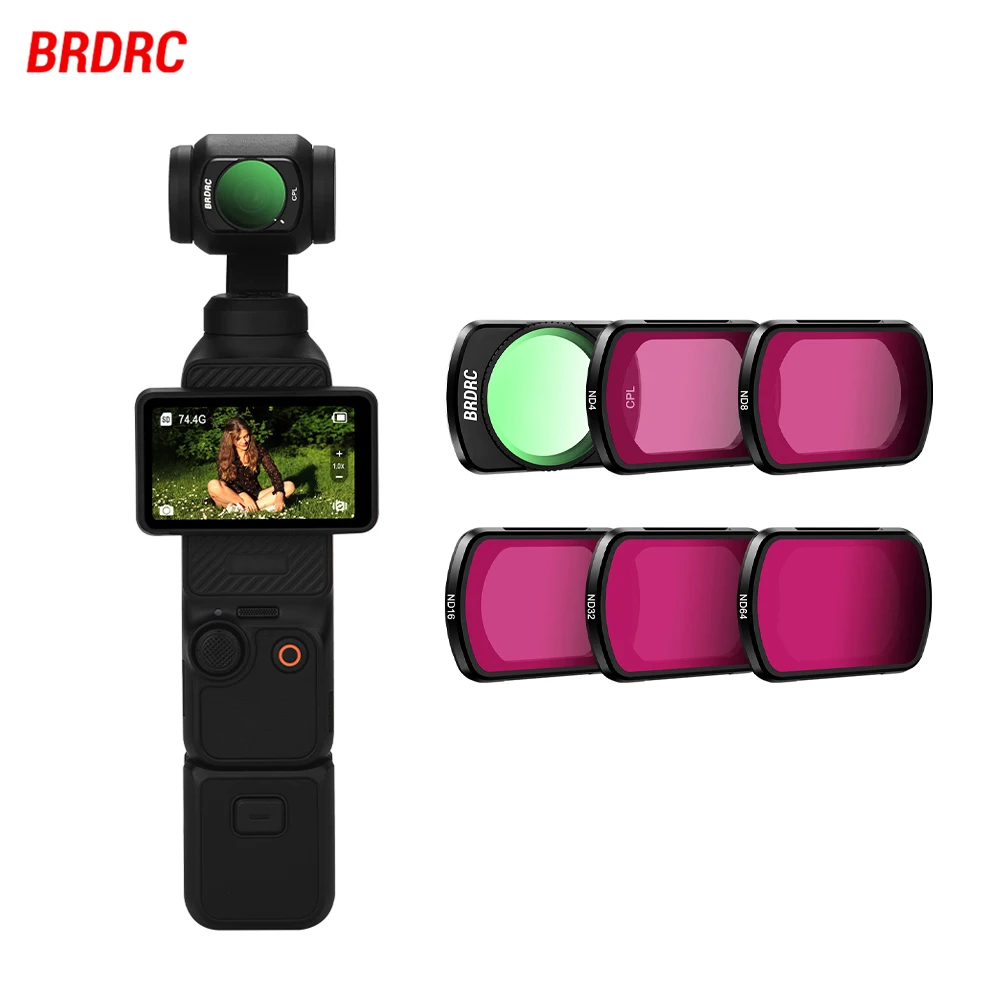 BRDRC-Lente Filtros Set para DJI Osmo Pocket 3, atração magnética, filtros NDPL, câmera Protetores Acessório, CPL UV, ND8, 16, 32, 64