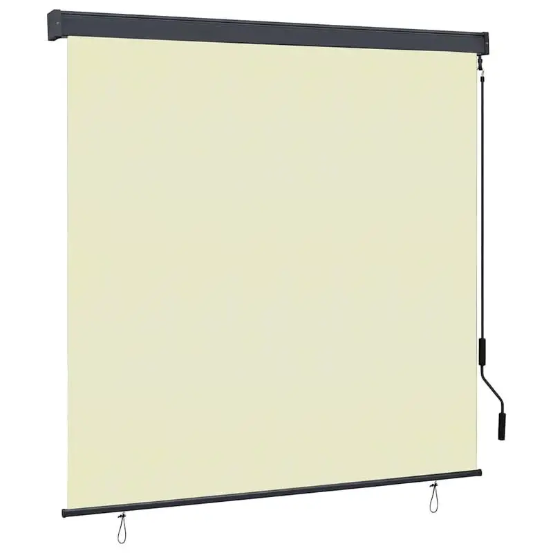 Store Enrouleur Extérieur 180 x 250 cm, Couleur Crème, Fabriqué en Tissu Polyester Respirant et Structure en Aluminium Robuste, Système Manuel à Manivelle, Installation Simple au Plafond, Idéal
