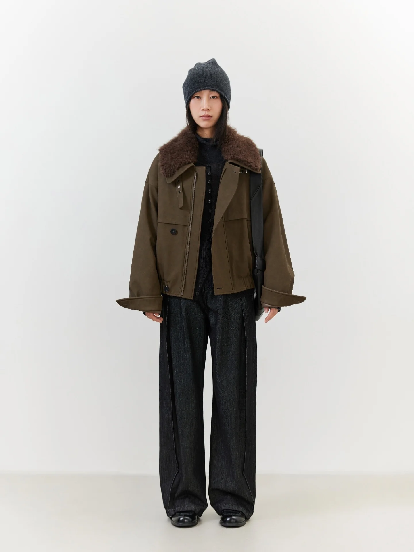 

Женская хлопковая куртка Seei с воротником из овечьей шерсти, наполнителем из 100% шерсти, съемными элементами для многофункционального ношения, теплая, стандартной длины, на молнии