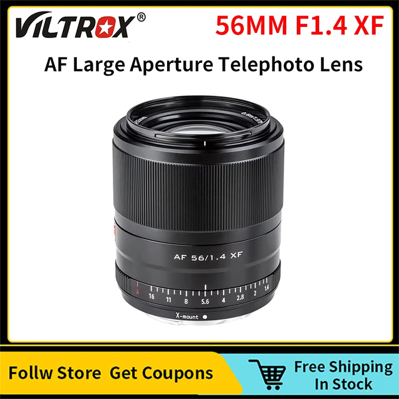 Viltrox 56mm F1.4 Auto Focus Portrait Large Aperture Telephoto Lens for Fujifilm Fuji X Mount Camera Lens Black and Silver