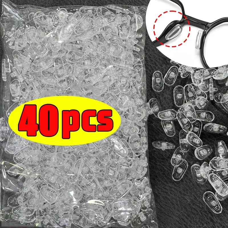 40pcs DIY Air Chamber Clear Oval Eyeglass Nose Bracket Pad Anti Slip Glasses Comfy Silicone Eyewear Nose Pads Glasses Accessory