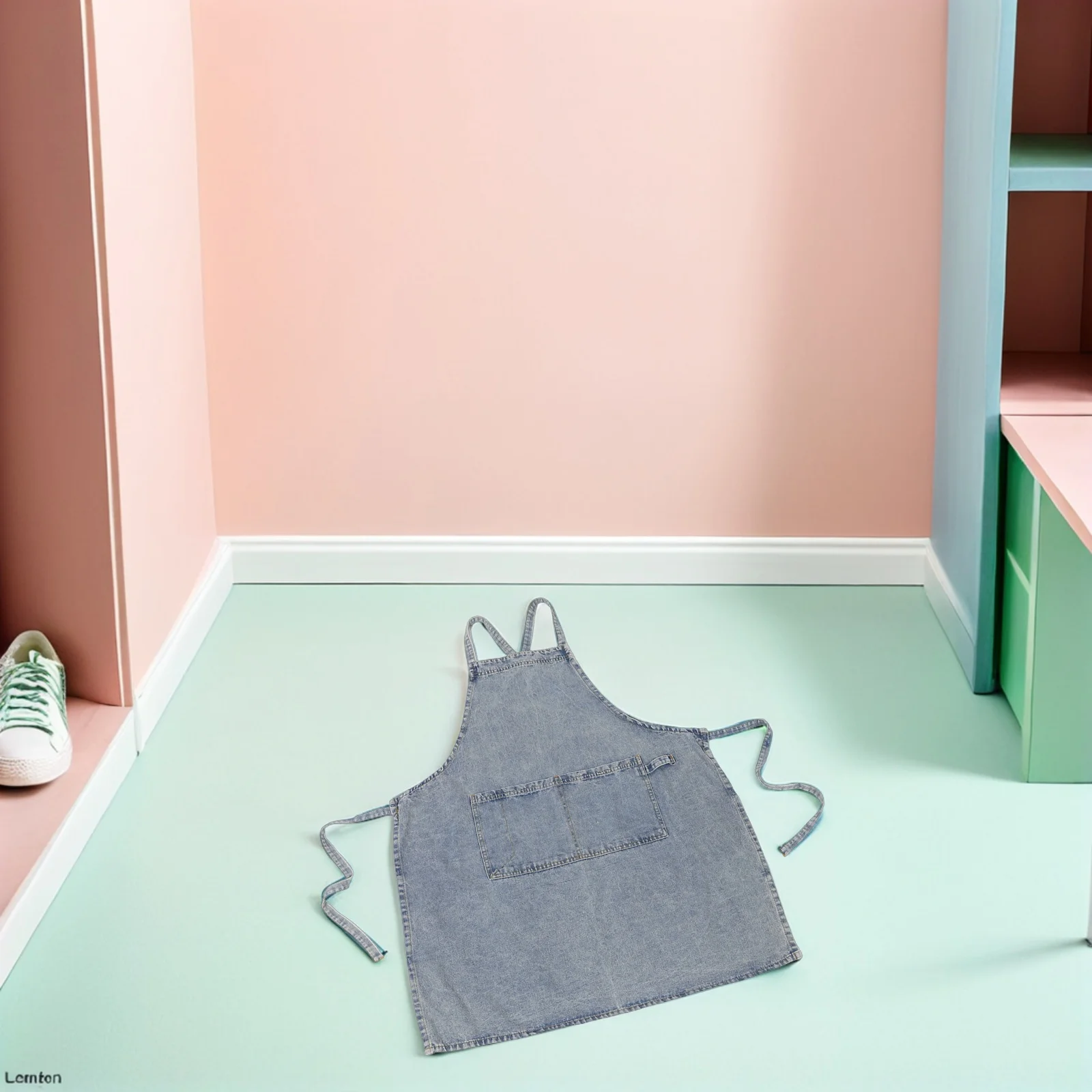 Kitchen Denim Apron Women Vintage Style Cooking Baking Restaurant Server Workwear Large Pocket Wear Resistant Easy Clean