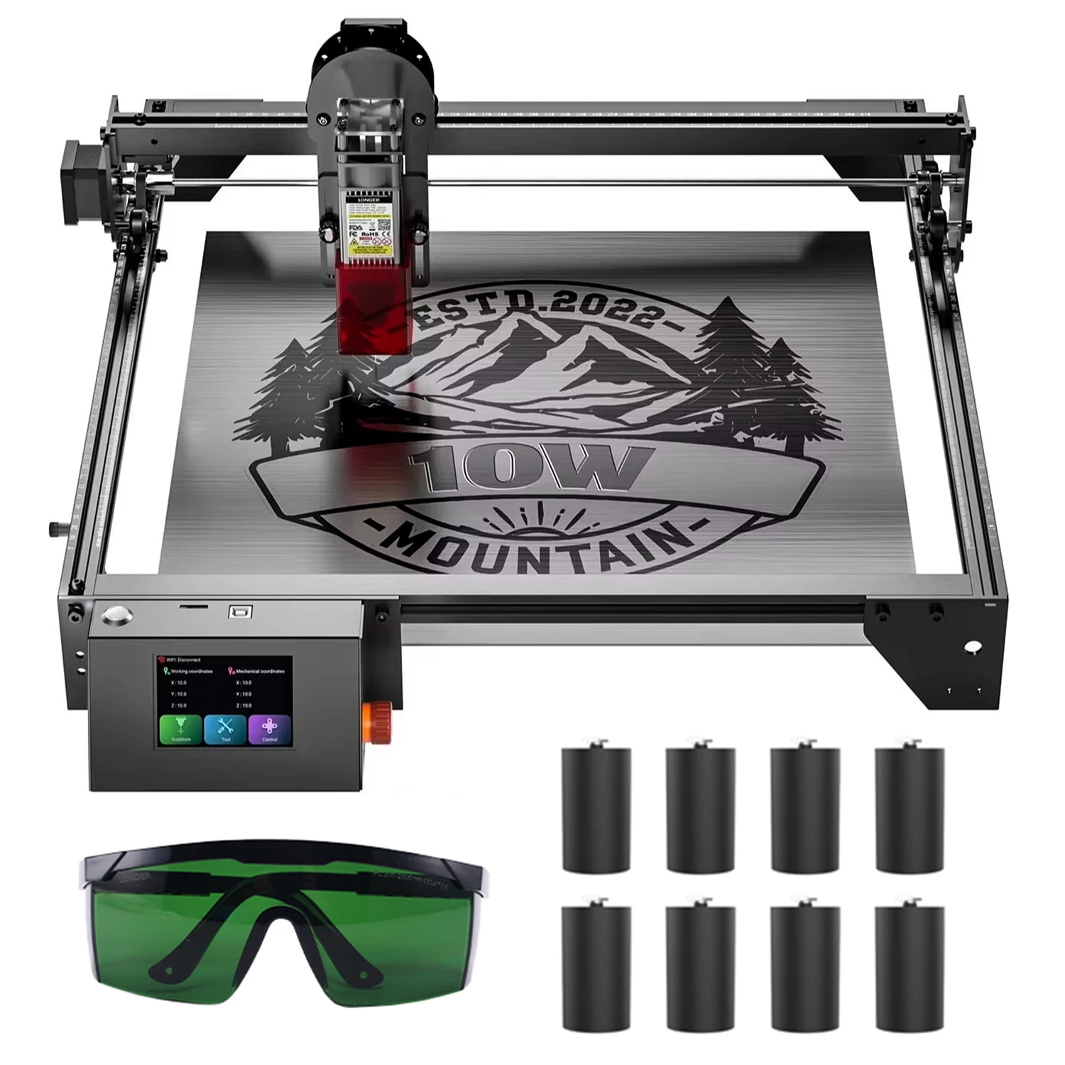 

RAY5 10W Laser Engraving Cutting Machine +8pcs Raiser Tools + Protective Goggles Wood Leather Metal Engraver DIY Desktop CNC KIT