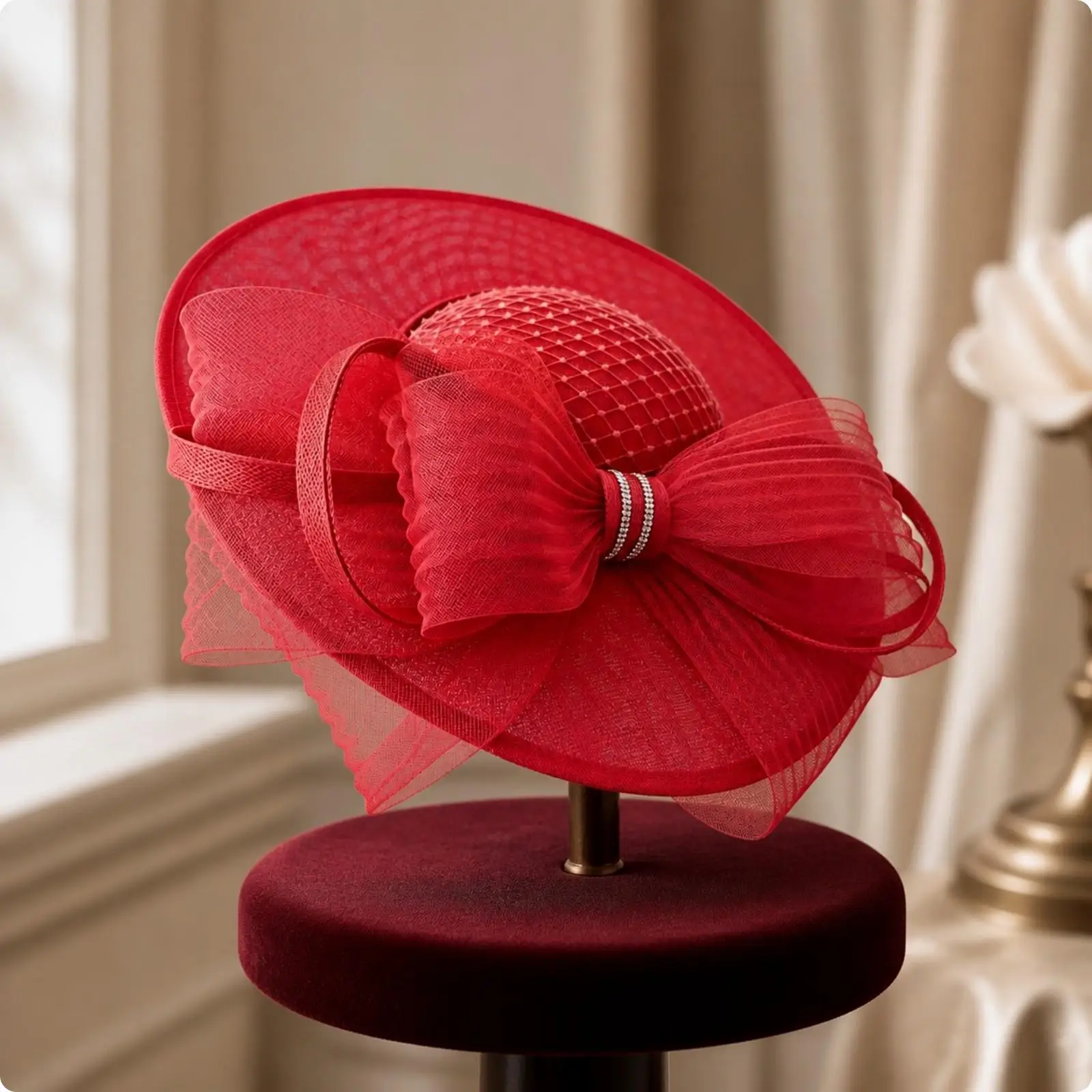 chic-women-gauze-fascinator-hat-with-lattice-crown-and-side-bow-for-wedding-guest-party-style