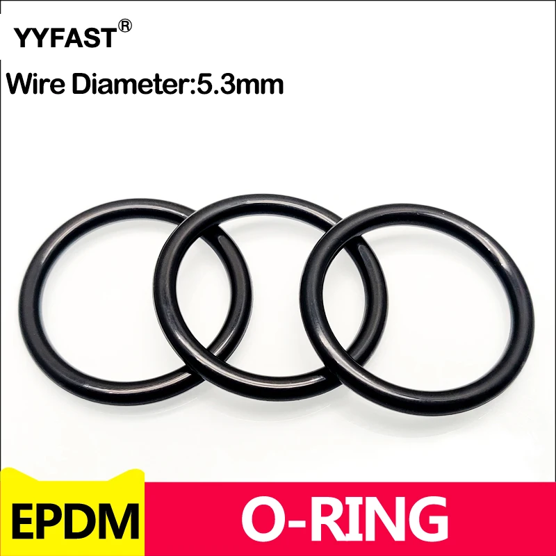 EPDM O Rings Inner Diameter 30mm-580mm Acid and Alkali Resistance Water Resistance Friction Resistance Wire Diameter 5.3mm Black