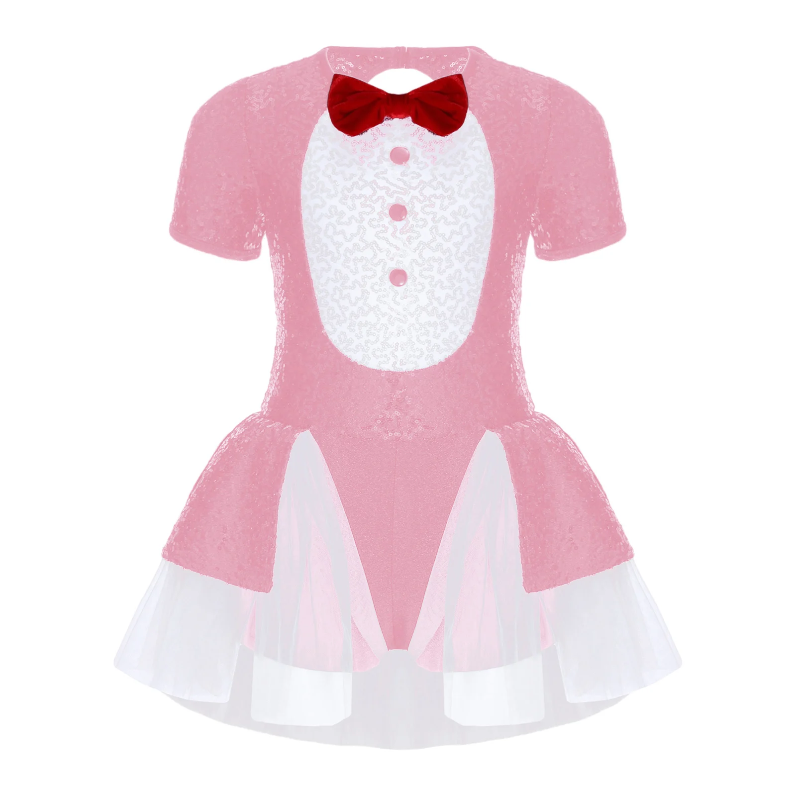 Kids Girls Halloween Party Fancy Dress Penguin Costume Bow Tie Sequins Dress Children Animal Cosplay Clothing Carnival Outfits