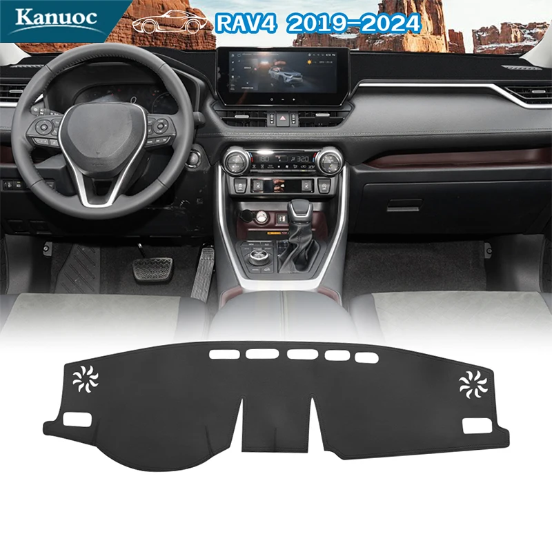 

Suede Leather Dashmat Car Dashboard Cover Pad Dash Mat SunShade Carpet Accessories For Toyota RAV W XA40 2019 -2024