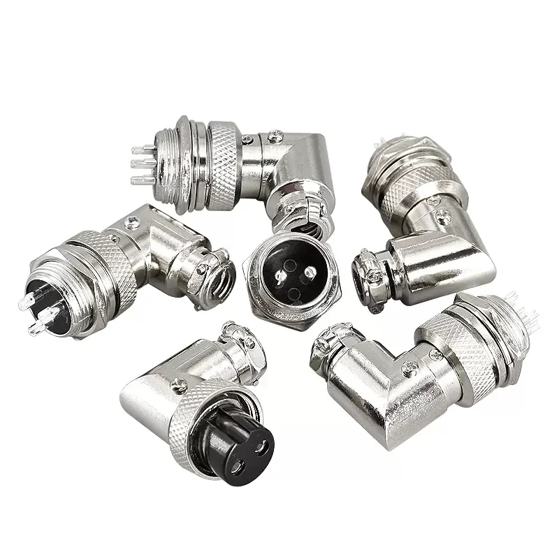 5/10 Sets GX16 Right Angle Aviation Connector 2/3/4/5/6/7/8/9 Pin L-Shape Male Plug Female Panel Mount Socket Circular M16 Set